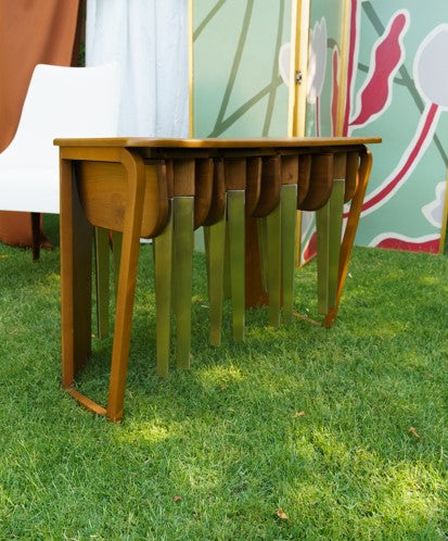 Flock Nesting table ( with coned brass legs )