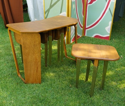 Flock Nesting table ( with coned brass legs )